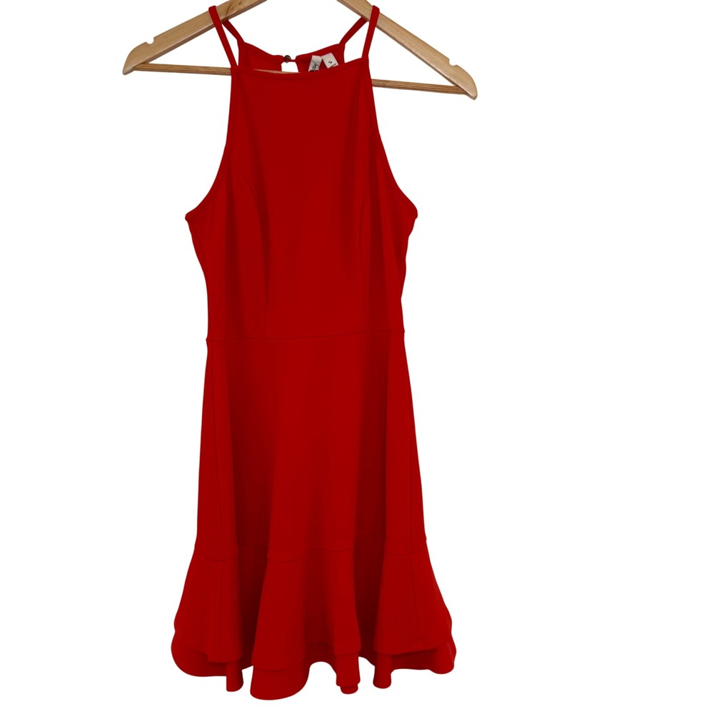 Speechless Halter Mini Dress Women Small Red EUC Tiered Ruffle Fit Flare‎ Party